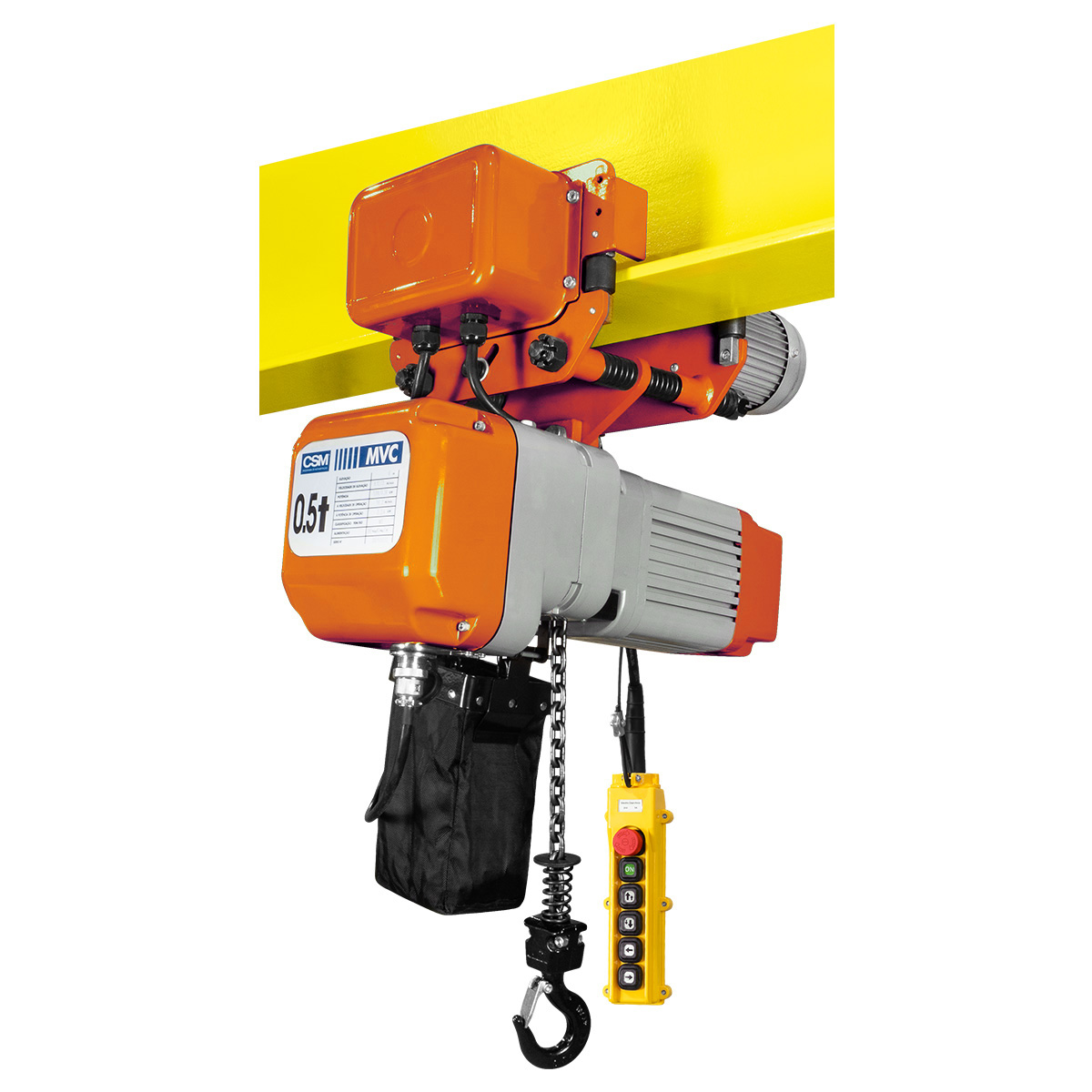Talha Elétrica de Corrente MVC c/ Trole 0,5T 6m 220v CSM