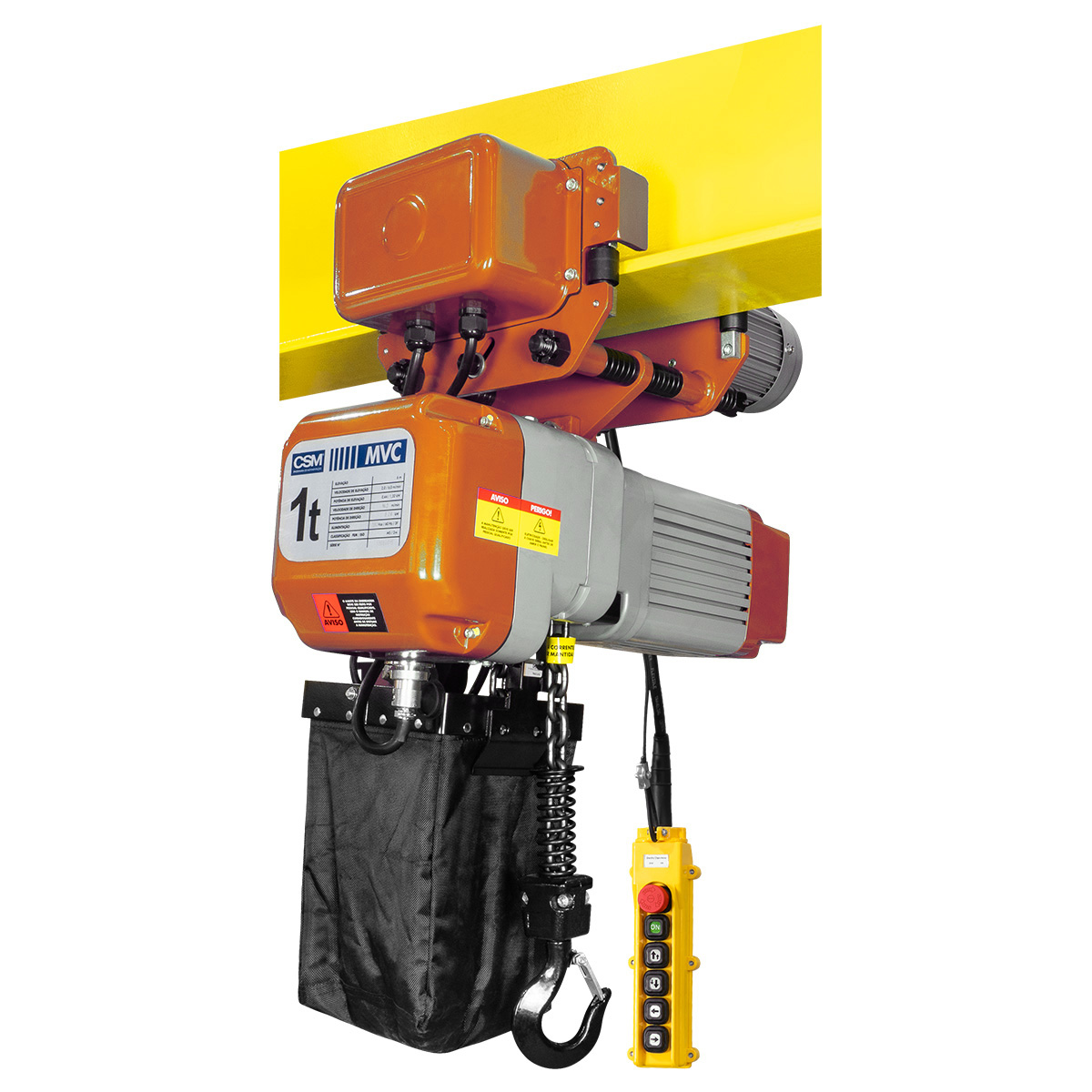 Talha Elétrica de Corrente MVC c/ Trole 1T 6m 220v CSM
