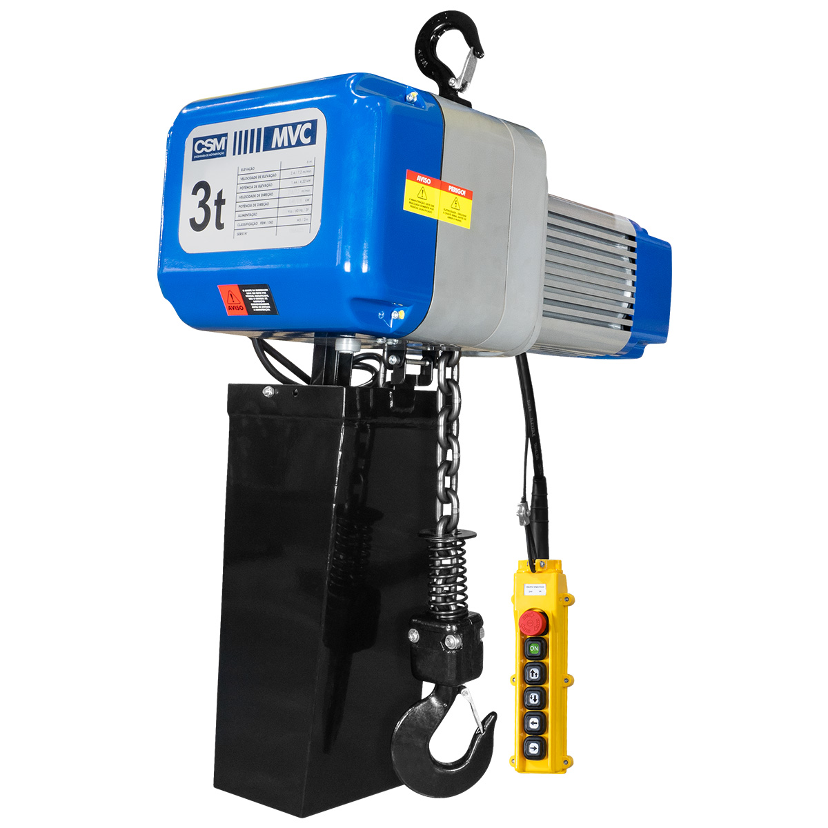 Talha Elétrica de Corrente MVC s/ Trole 3T 6m 380v CSM