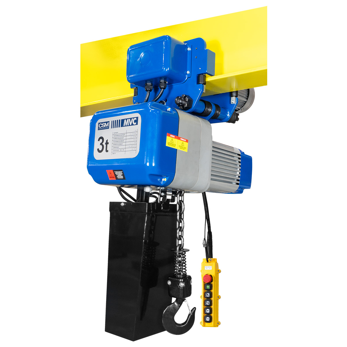 Talha Elétrica de Corrente MVC c/ Trole 3T 12m 220v CSM
