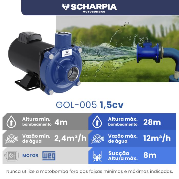 Motobomba Centrifuga GOL-005 1,5cv Mono 110/220v Scharpia