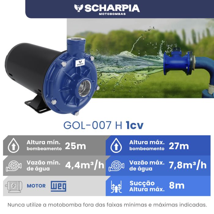 Motobomba Centrifuga GOL-007 H 1cv Mono 110/220v Scharpia