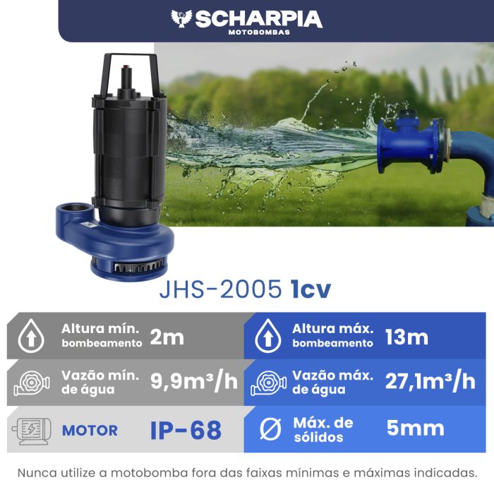 Motobomba Submersível JHS-2005 1cv Trif. 220v Scharpia